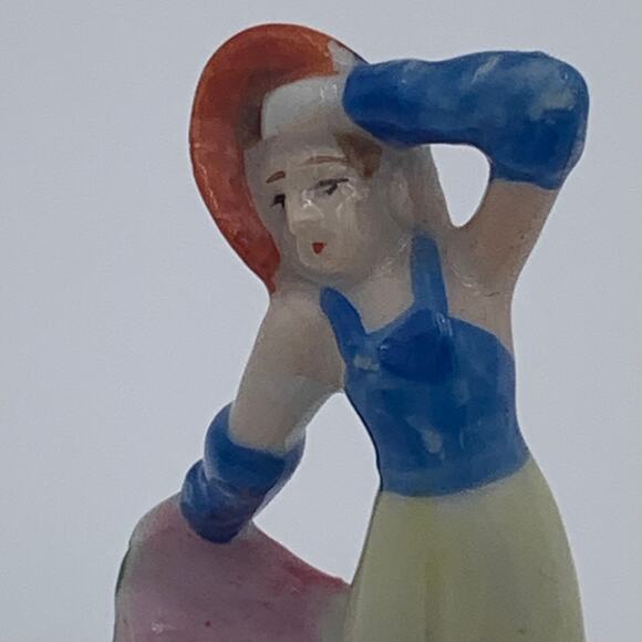 Set of 2 Occupied Japan Ladies Mini Porcelain Figurines Ball Gown Dress Vintage - Picture 3 of 12